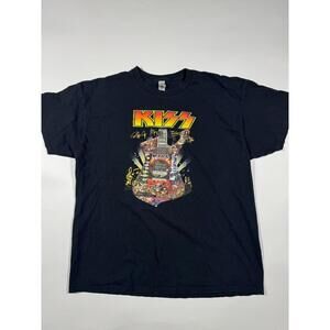 KISS Band Graphic T Shirt Mens XL Black Rock Guitar Tee